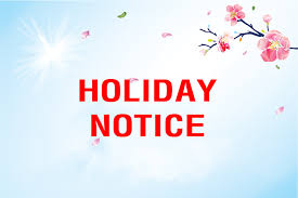 29 Sep., to 5 Oct., 2008,National Holidays Notify